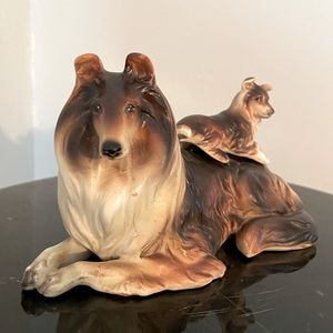 Vintage Napco Ceramic COLLIE Lassie SHELTIE Shetland sheepdog Hand Painted